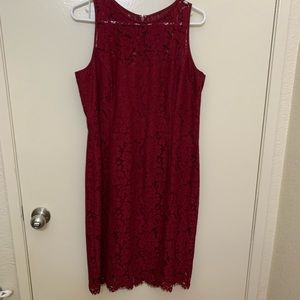 Red embroidered lace dress WHBM size 14